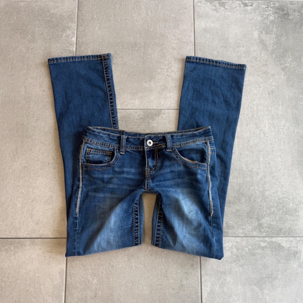 Maurices Vintage Y2K Super Low Rise Bootcut Flare Jeans Blue Denim 3/4 Reg
